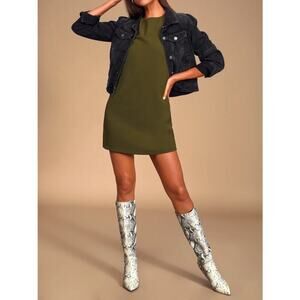 Lulus Shift and Shout Olive Green Dress Size Medium Relaxed Minimal Forest NWT